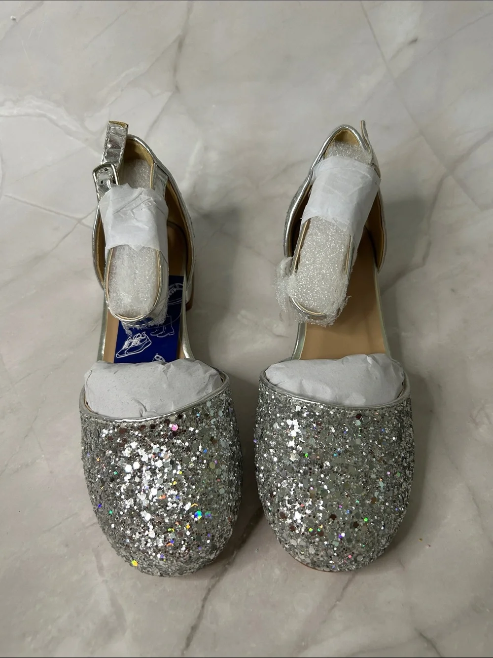 Sparkle Silver Glitter Women's Ankle-Strap